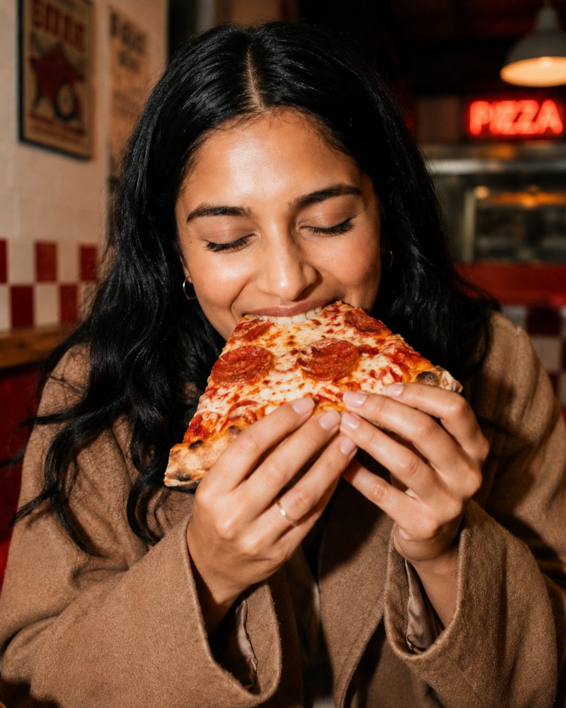 Enjoying FORNO pizza in New York